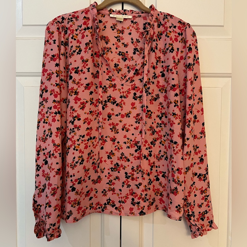 Cooper & Ella Pink Floral Blouse Size M